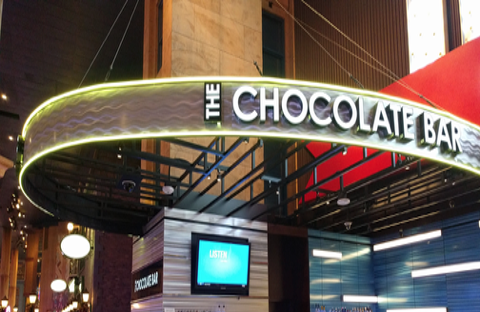 A bar that serves chocolate bars? Oh, the ambiguity! (photo credit: Mahmoud Azab)